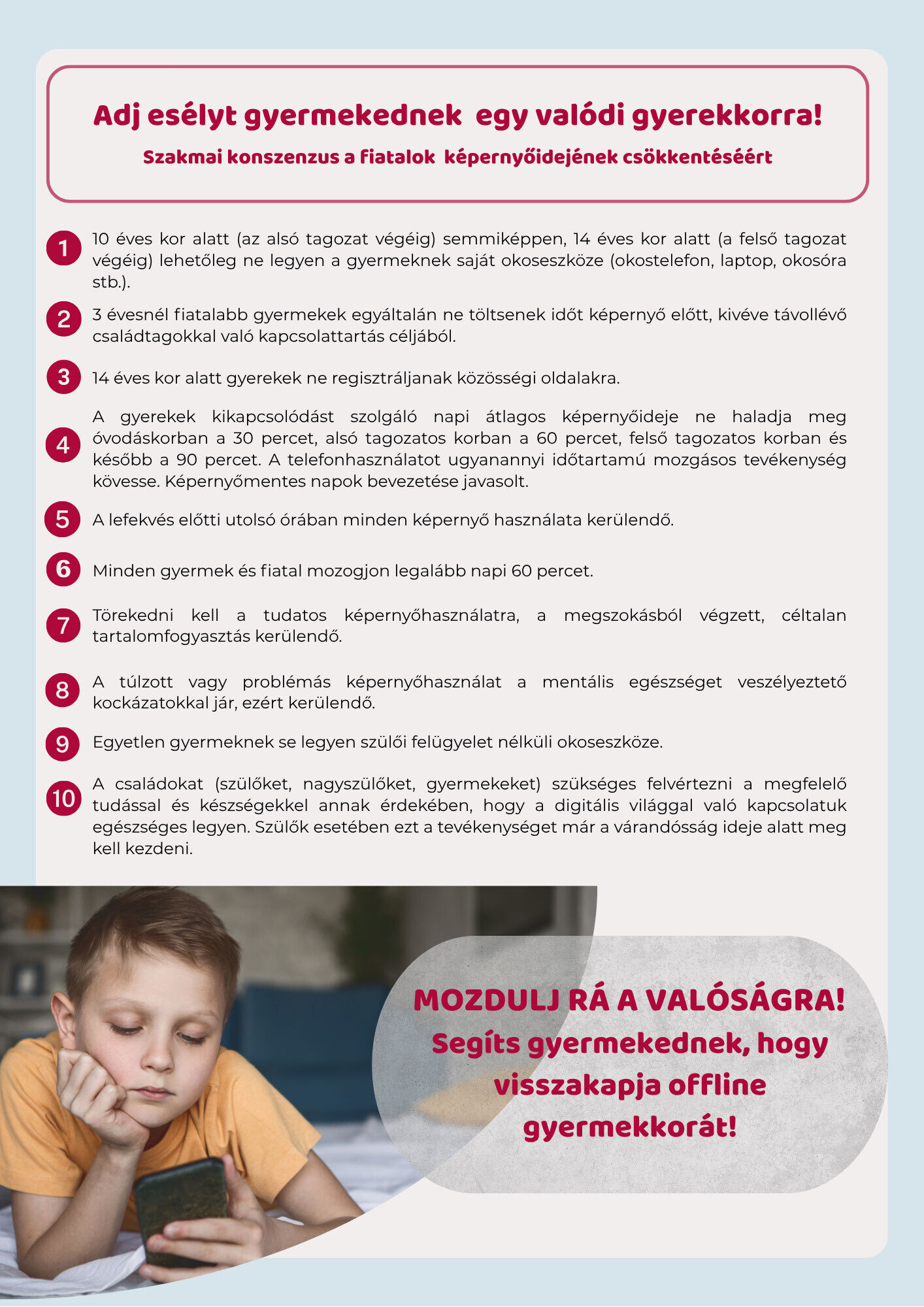 A Bethesda Gyermekkórház Képernyőidő-csökkentő programja